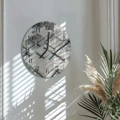 Ronde glazen wandklok Dobbelstenen