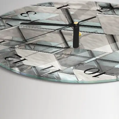 Ronde glazen wandklok Dobbelstenen