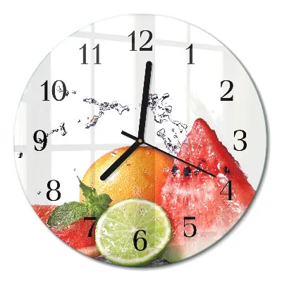 Wandklok glas decoratie rond Fruit