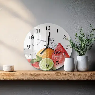 Wandklok glas decoratie rond Fruit