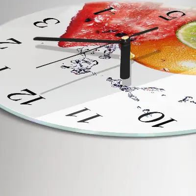 Wandklok glas decoratie rond Fruit