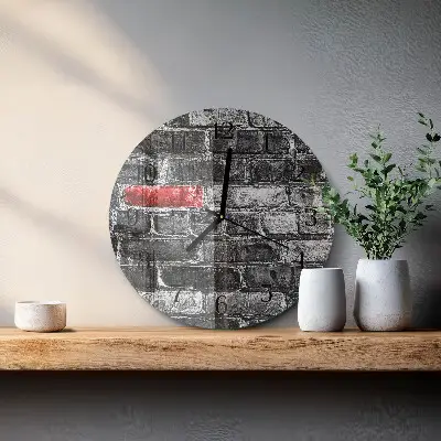 Ronde glas klok Baksteen