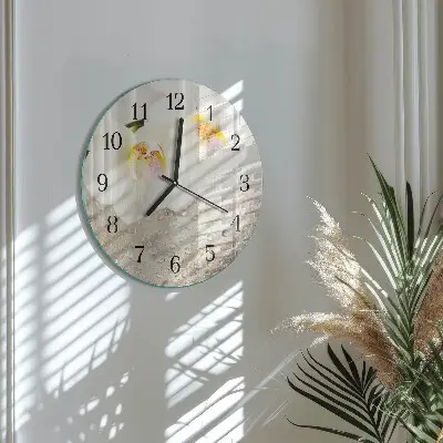 Ronde glas klok Orchidee