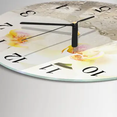 Ronde glas klok Orchidee
