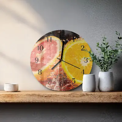 Wandklok glas decoratie rond Fruit