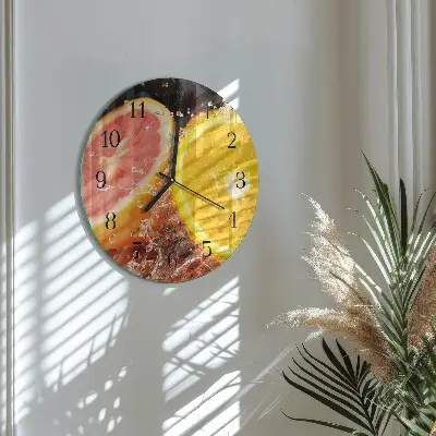 Wandklok glas decoratie rond Fruit