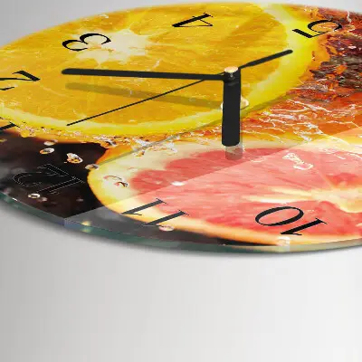 Wandklok glas decoratie rond Fruit