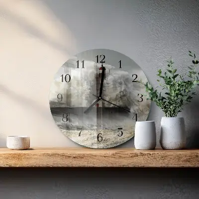 Ronde glazen wandklok Storm