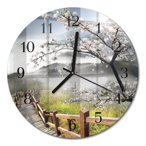 Ronde glas klok Lente