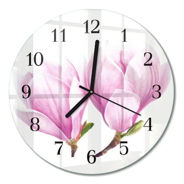 Ronde glazen wandklok Magnolia