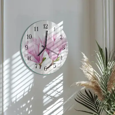 Ronde glazen wandklok Magnolia