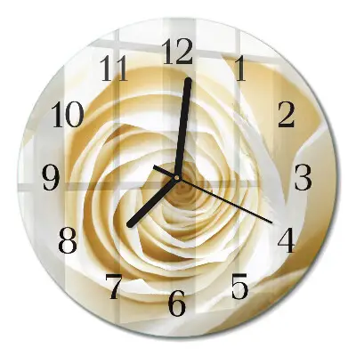 Wandklok glas decoratie rond Roos