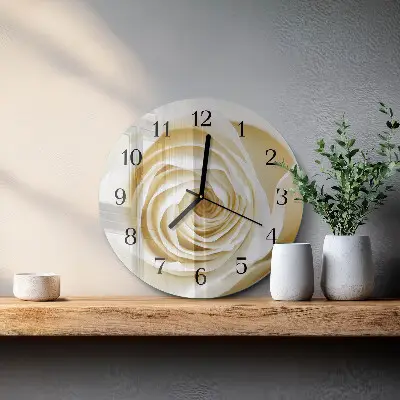 Wandklok glas decoratie rond Roos