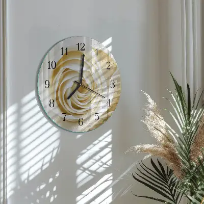 Wandklok glas decoratie rond Roos