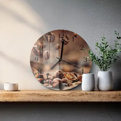 Ronde glas klok Koffiebonen