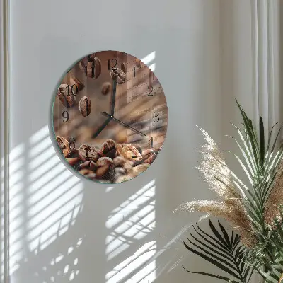 Ronde glas klok Koffiebonen