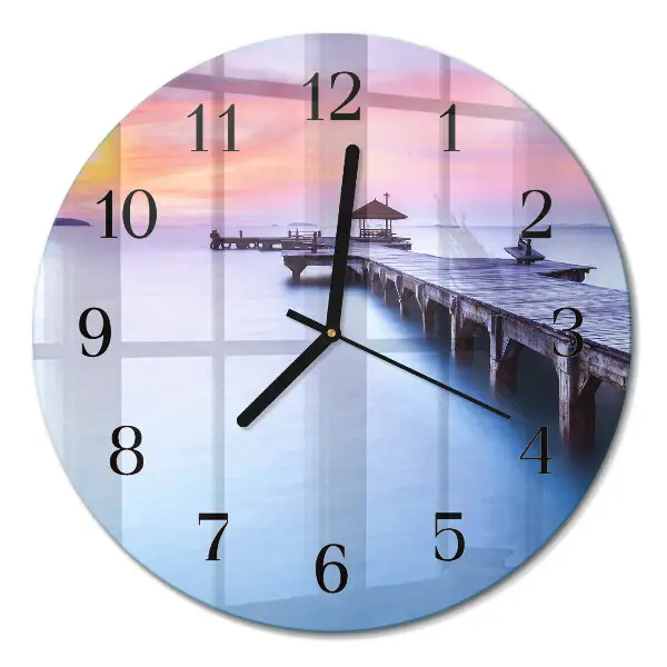 Wandklok glas decoratie rond Houten brug