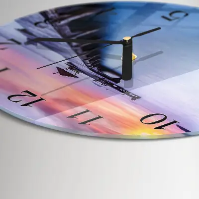 Wandklok glas decoratie rond Houten brug