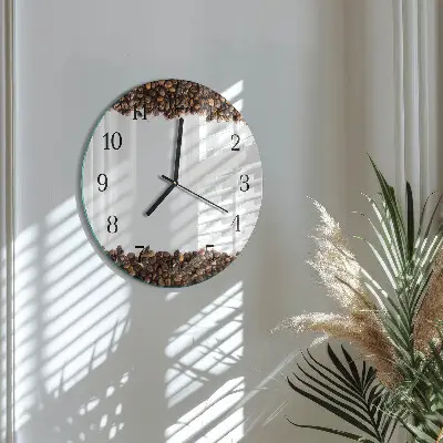 Klok glas met opdruk rond Koffiebonen