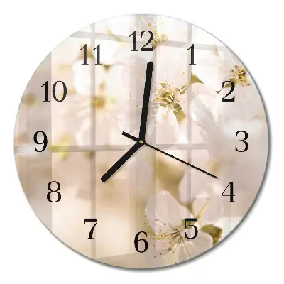 Wandklok glas decoratie rond Bloemen