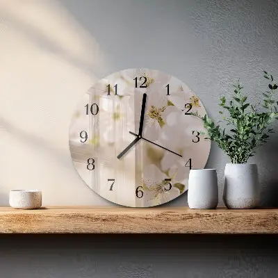 Wandklok glas decoratie rond Bloemen