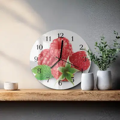 Ronde glazen wandklok Frambozen