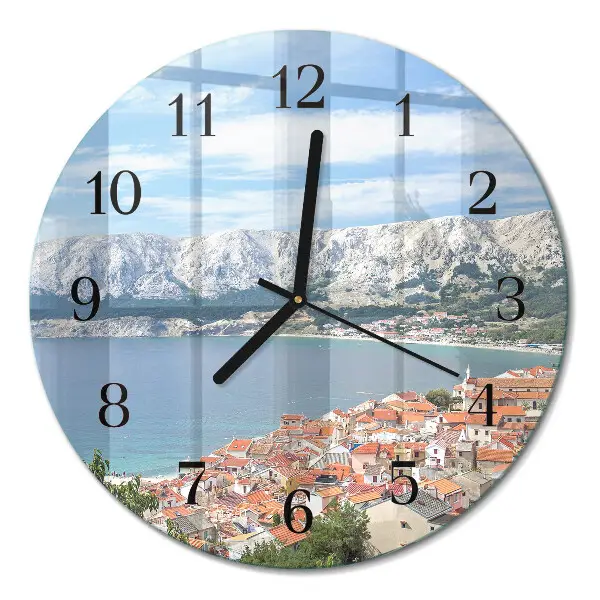 Wandklok glas decoratie rond Baai