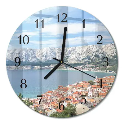 Wandklok glas decoratie rond Baai