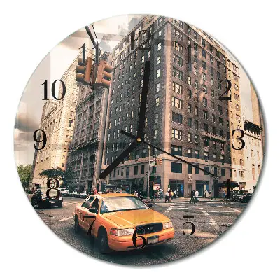 Klok glas met opdruk rond Taxi