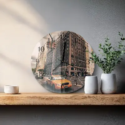 Klok glas met opdruk rond Taxi
