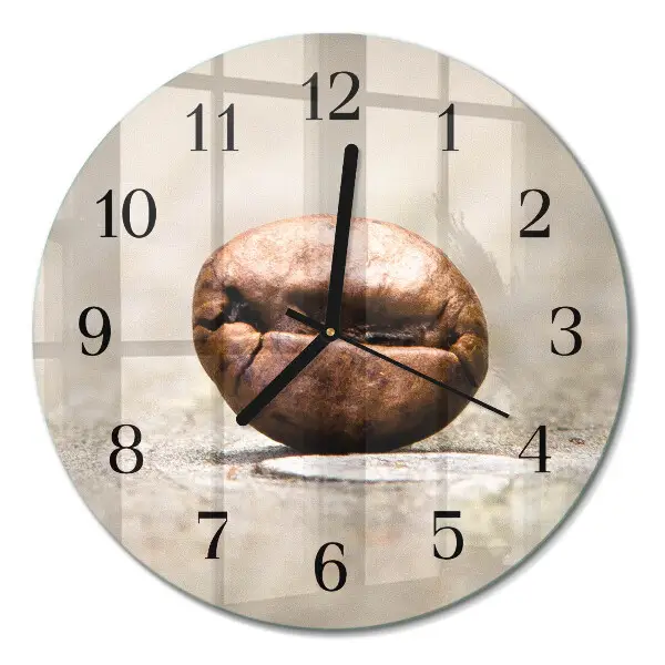 Ronde glazen wandklok Koffieboon