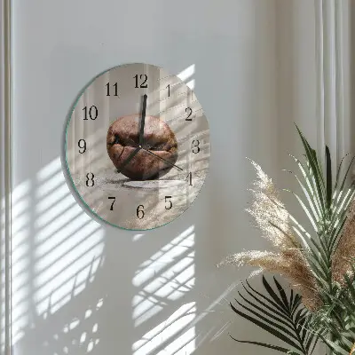 Ronde glazen wandklok Koffieboon