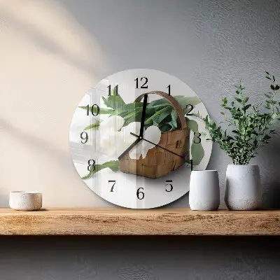 Ronde glas klok Mand met tulpen