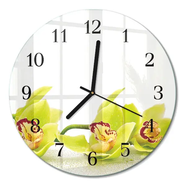 Wandklok glas decoratie rond Orchidee