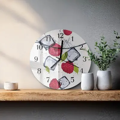 Ronde glas klok Frambozen