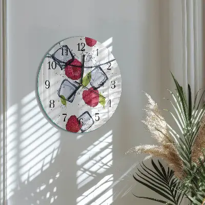 Ronde glas klok Frambozen