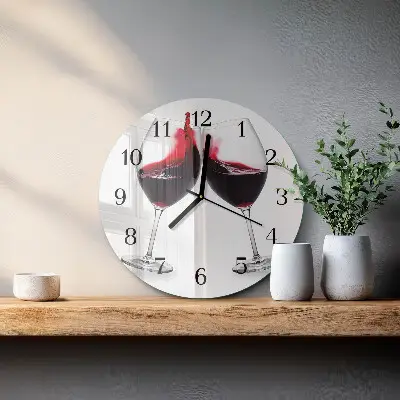 Ronde glazen wandklok Wijn