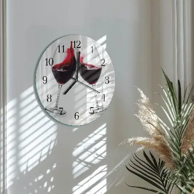 Ronde glazen wandklok Wijn