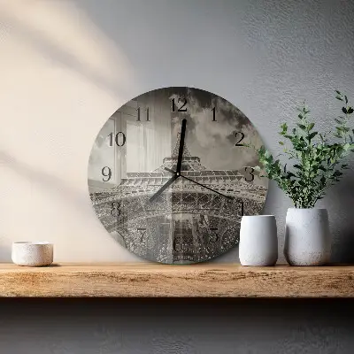 Wandklok glas decoratie rond Eiffeltoren