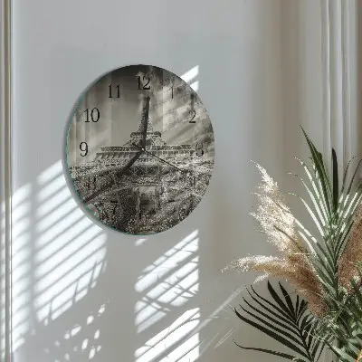 Wandklok glas decoratie rond Eiffeltoren