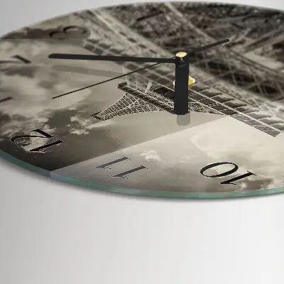 Wandklok glas decoratie rond Eiffeltoren
