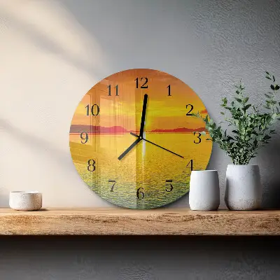 Ronde glazen klok Zonsondergang