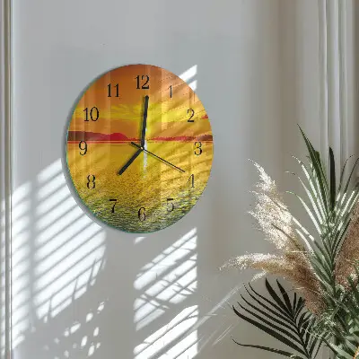 Ronde glazen klok Zonsondergang