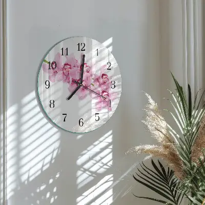 Ronde glas klok Orchidee