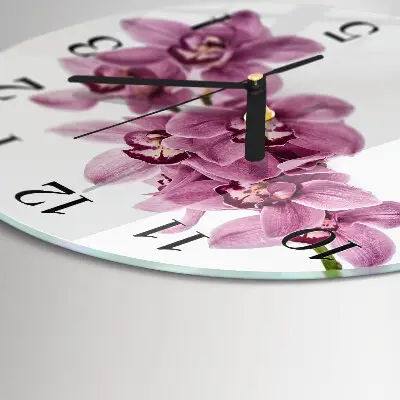 Ronde glas klok Orchidee