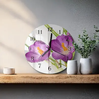 Ronde glas klok Krokussen