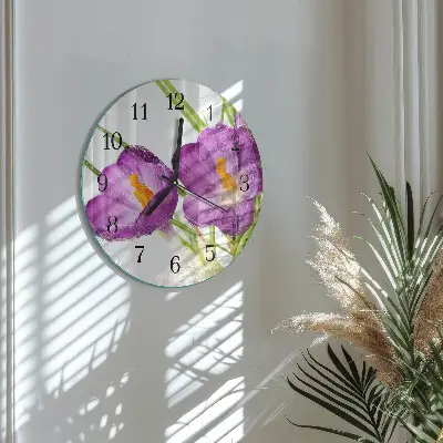 Ronde glas klok Krokussen
