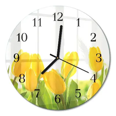 Ronde glazen wandklok Tulpen