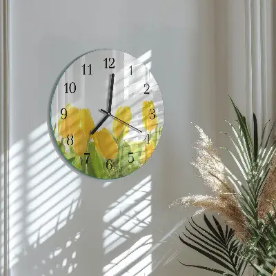 Ronde glazen wandklok Tulpen