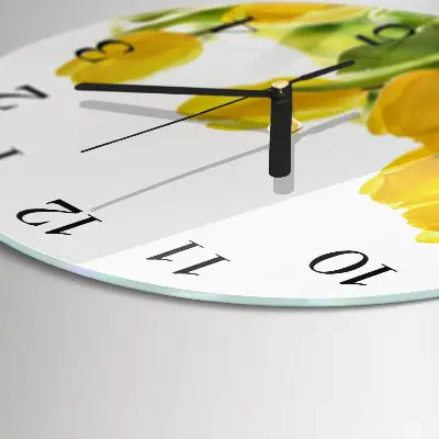 Ronde glazen wandklok Tulpen
